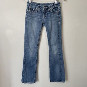 Miss Me Jeans Low Rise Bootcut Y2K Distressed Stretch Western Measures 28x31